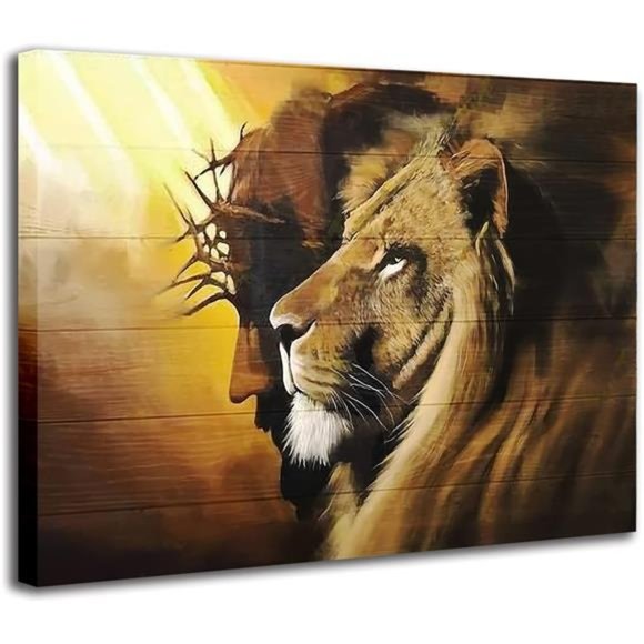 Lion of Judah Jesus Christ Wall Art Canvas Black Jesus Canvas 16*24inch Unframed - Picture 1 of 6